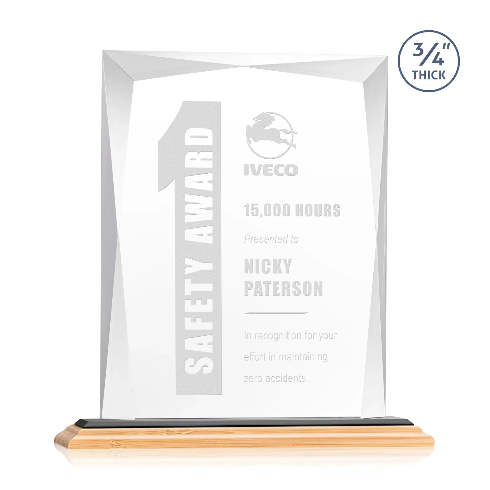 Promotional Starfire Crystal Award With Bevels Wrapping Fully Around the Edge, with your logo for volunteer appreciation