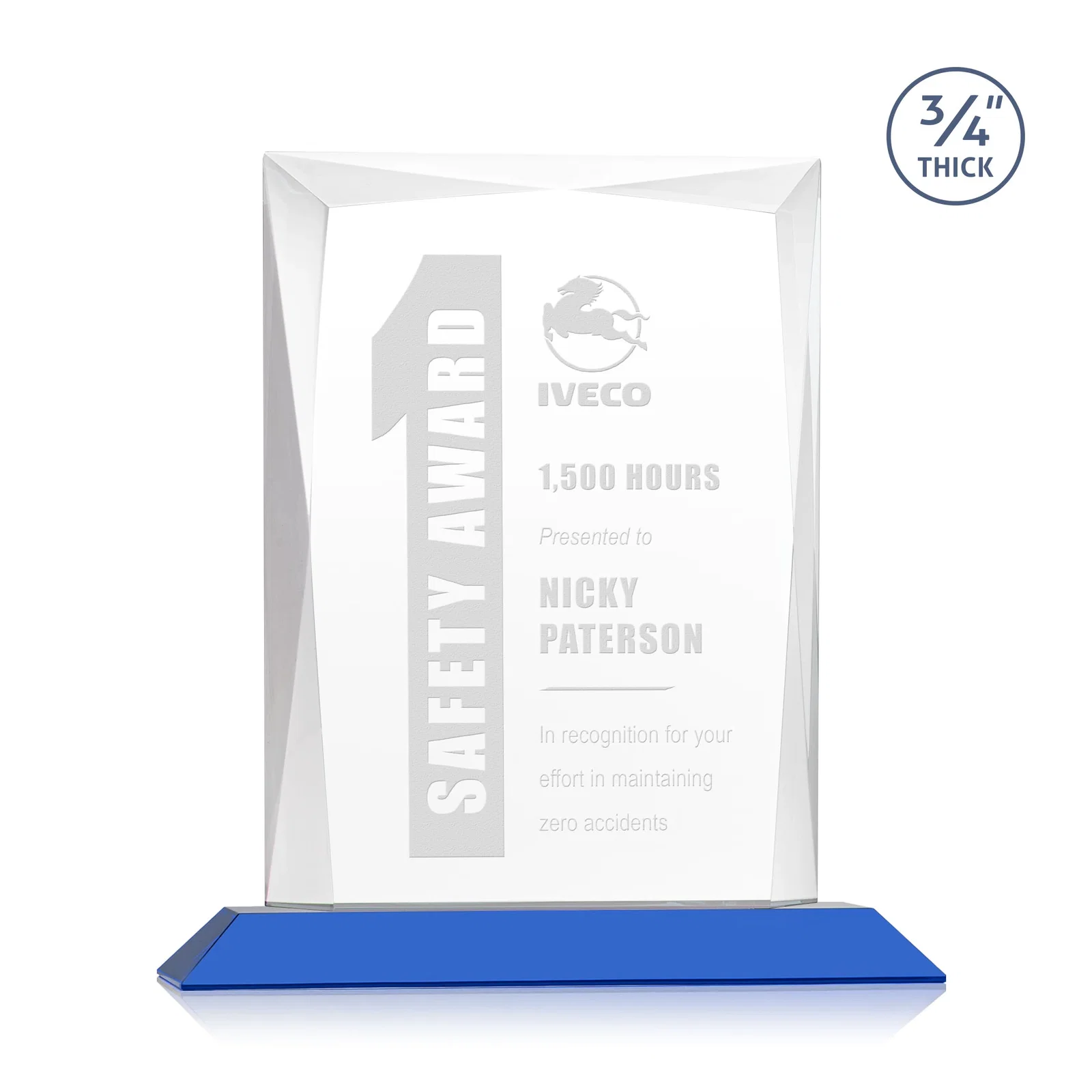 Promotional Starfire Crystal Award With Bevels Wrapping Fully Around the Edge for graduation ceremonies