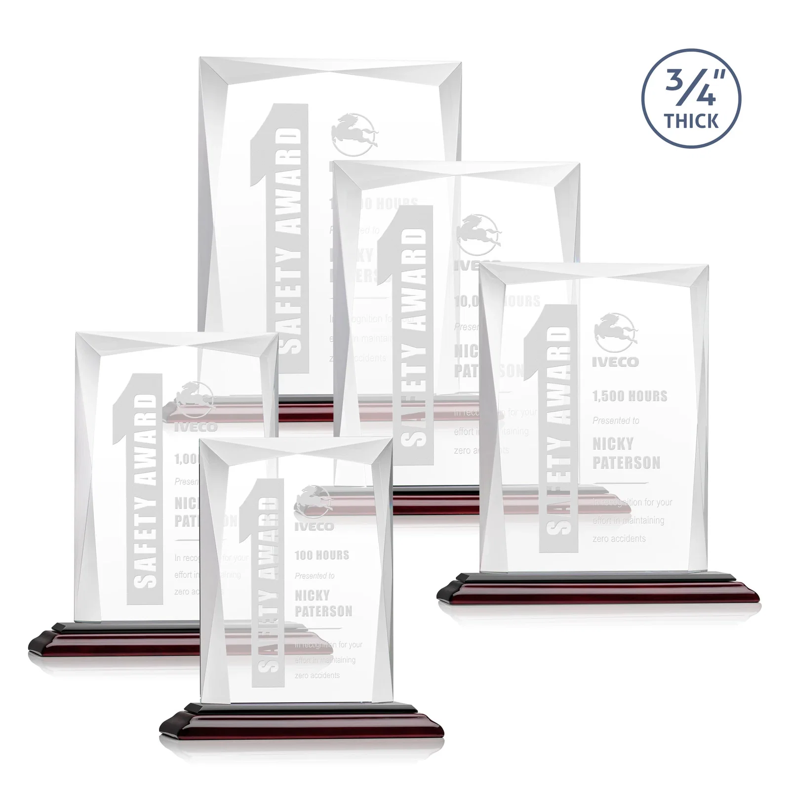 Promotional Starfire Crystal Award With Bevels Wrapping Fully Around the Edge for dealer and partner awards