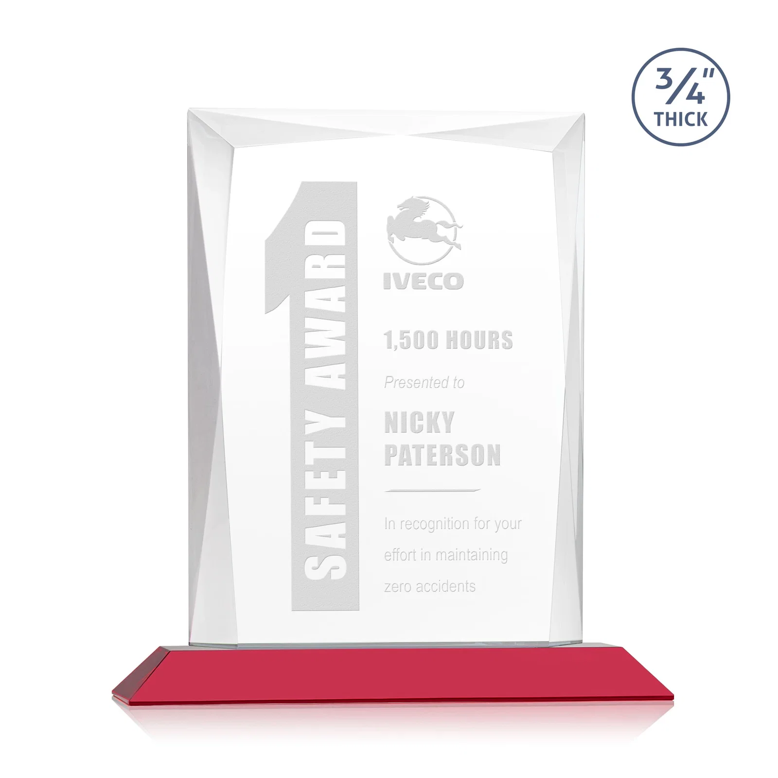 Branded Starfire Crystal Award With Bevels Wrapping Fully Around the Edge for graduation ceremonies