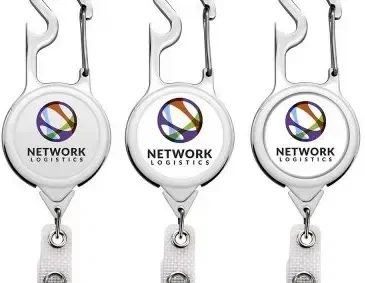 Metal Carabiner Bottle Opener Badge Holder Reel — view 3