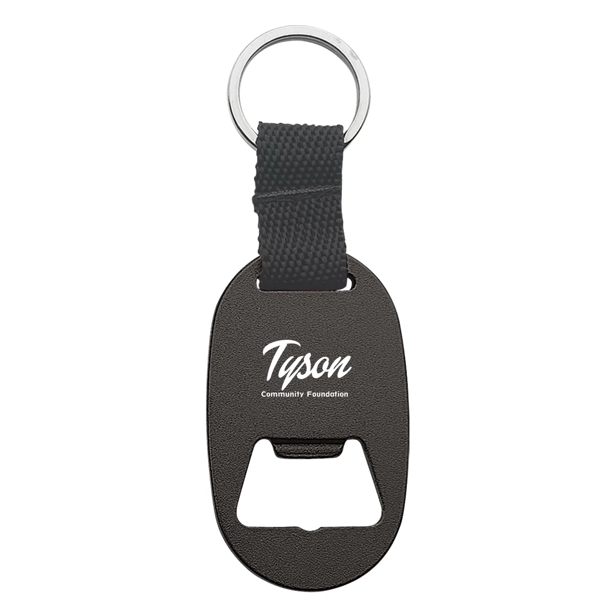 Metal key tag with a built in bottle opener notch