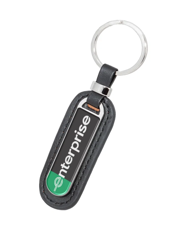 Metal Keychain with Leatherette Finish
