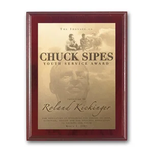 Metal-Etched Photo Wall Plaque, Mahogany-Finish Wood