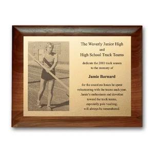 Metal-Etched Photo Wall Plaque, Walnut-Finished Panel