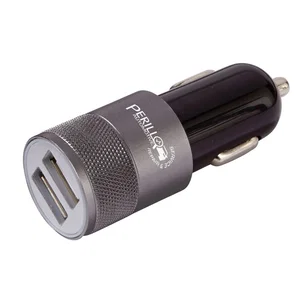 Metal USB Car Adaptor, 2.1 Amp 5V Output, 1" x 2.25" x 1", Laser Imprint