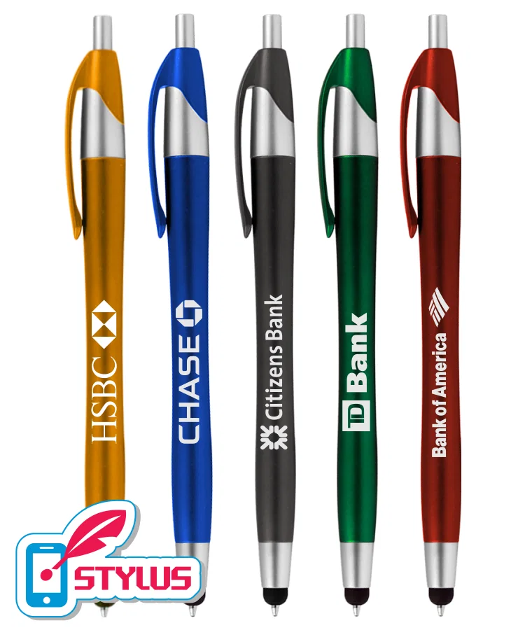 Metallic Silver Elegant Stylus Clicker Pen