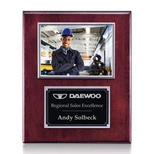 Piano Finish Rosewood Photo Plaque With Silver Plate