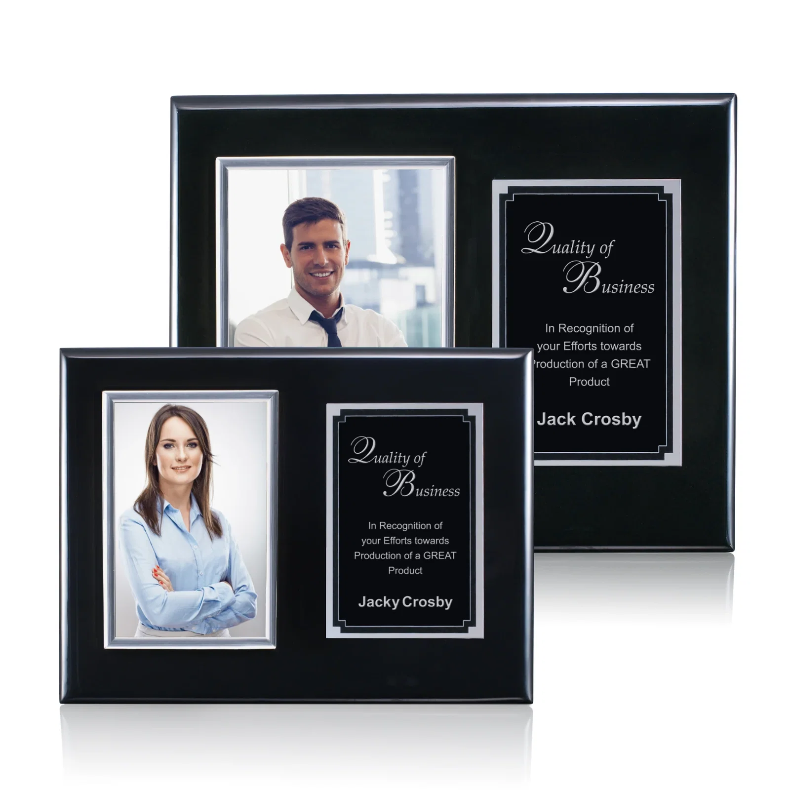 Custom Piano Finish Rosewood Photo Plaque With Silver Plate for donor appreciation
