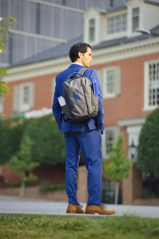 Back view of the branded Metro Tech Backpack