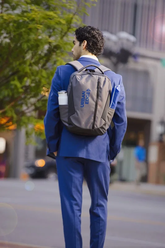Angled view of the custom Metro Tech Backpack