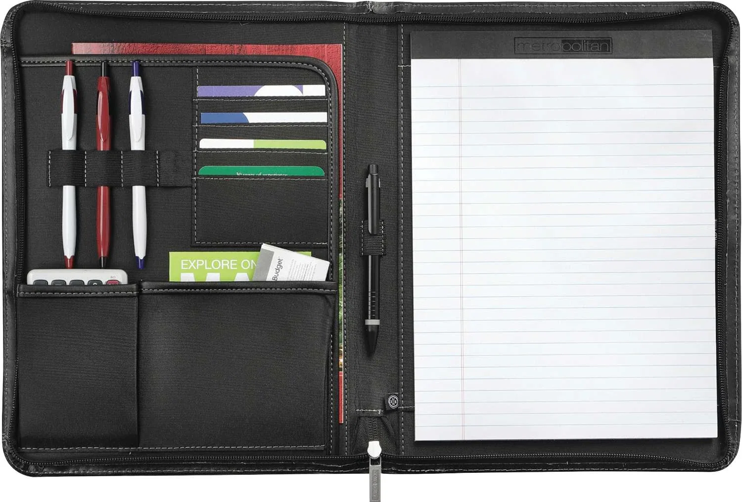 Metropolitan Leather Zippered Padfolio with FSC® Mix Paper — view 5
