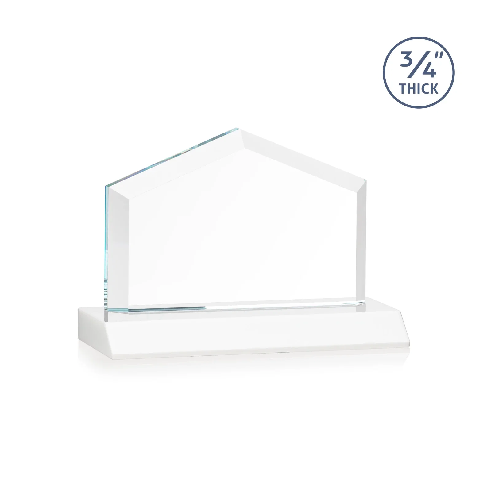 Personalized Starfire Crystal Real Estate Award with a Front-Only Bevel, with your logo for company anniversary events