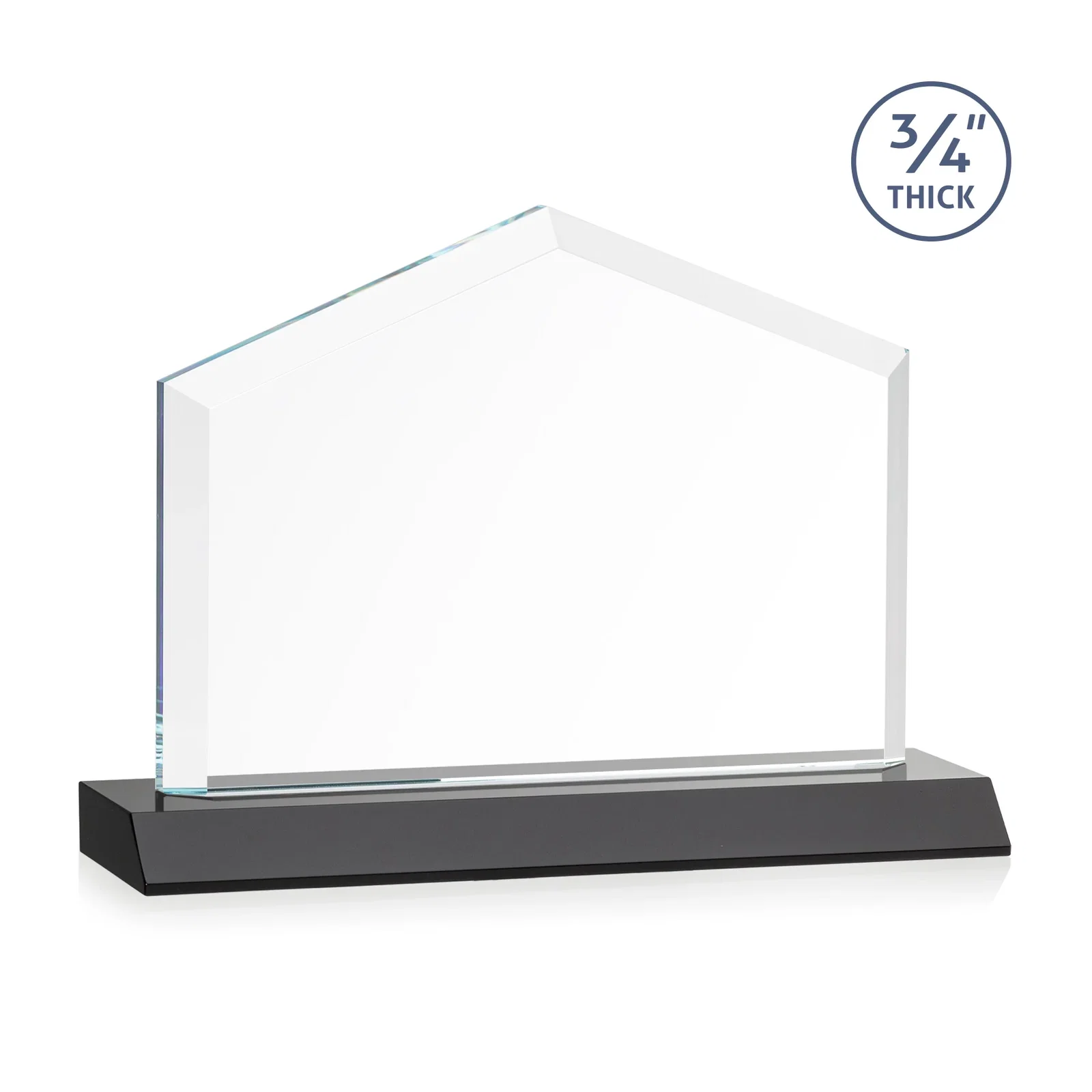 Promotional Starfire Crystal Real Estate Award with a Front-Only Bevel, with your logo for company anniversary events