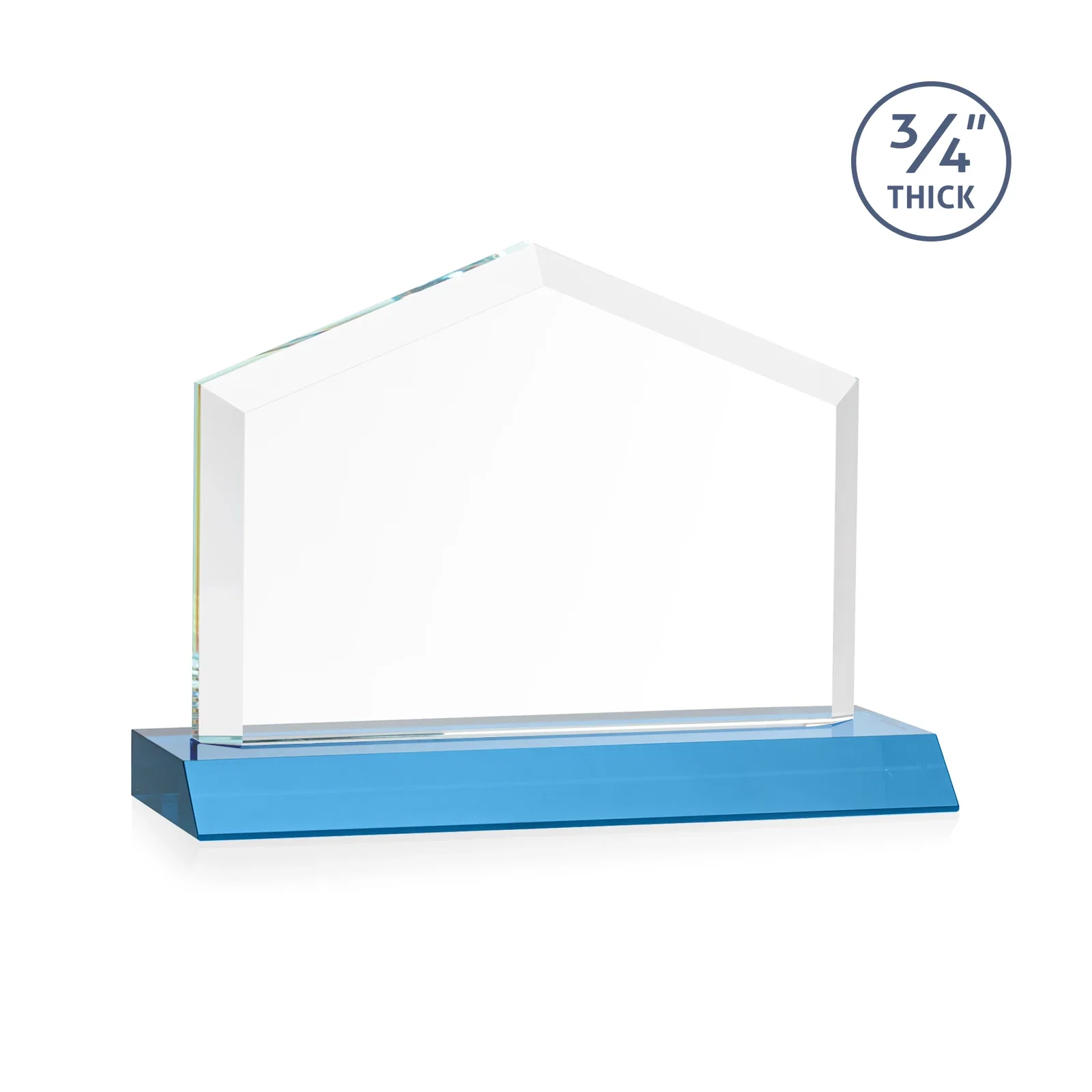 Branded Starfire Crystal Real Estate Award with a Front-Only Bevel, with your logo for service anniversary gifts