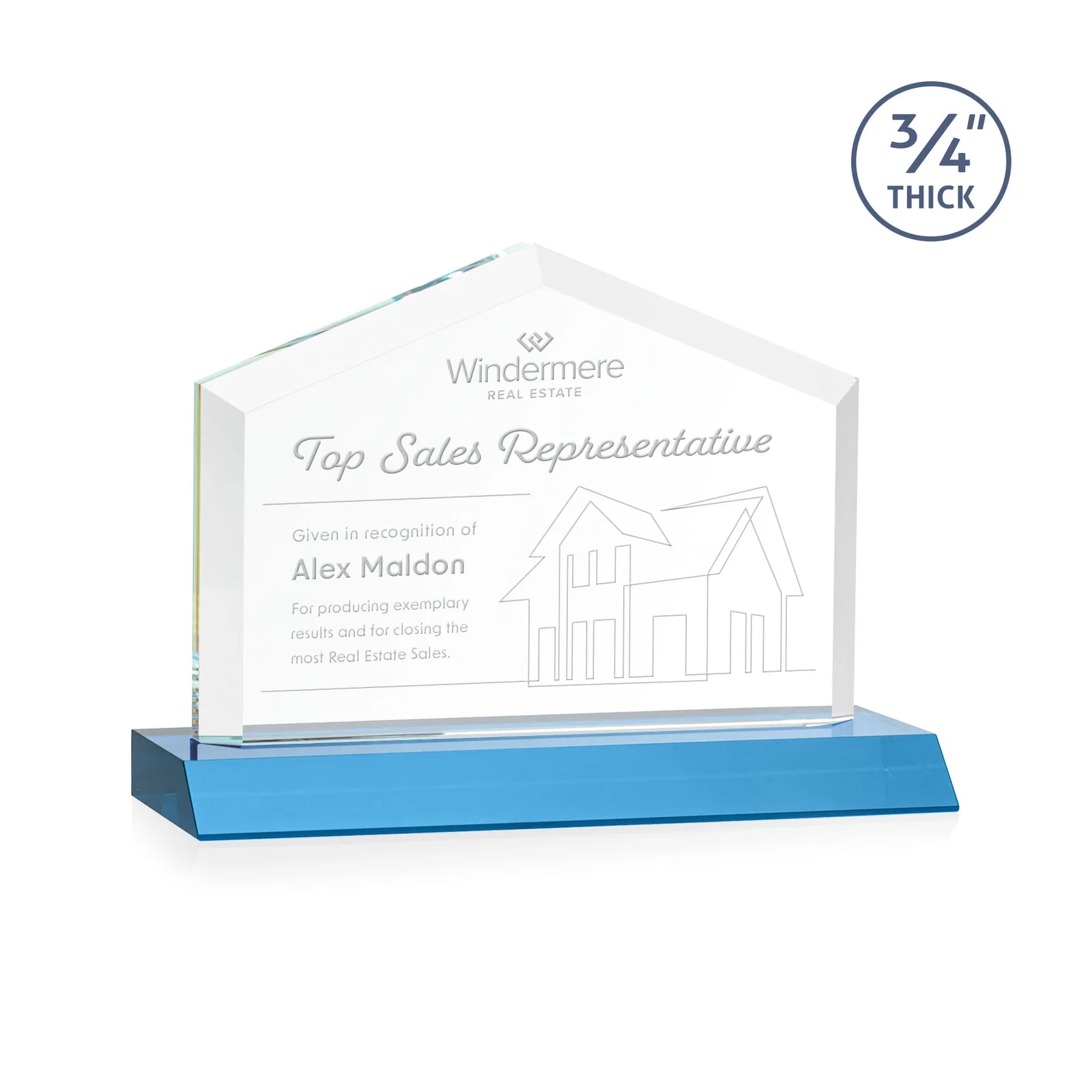 Promotional Starfire Crystal Real Estate Award with a Front-Only Bevel for graduation ceremonies