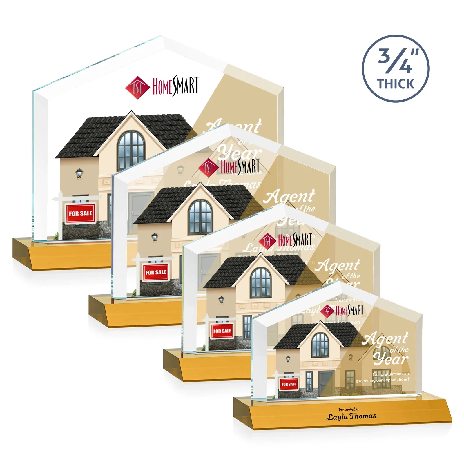 Branded Starfire Crystal Real Estate Award with a Front-Only Bevel for safety achievement programs