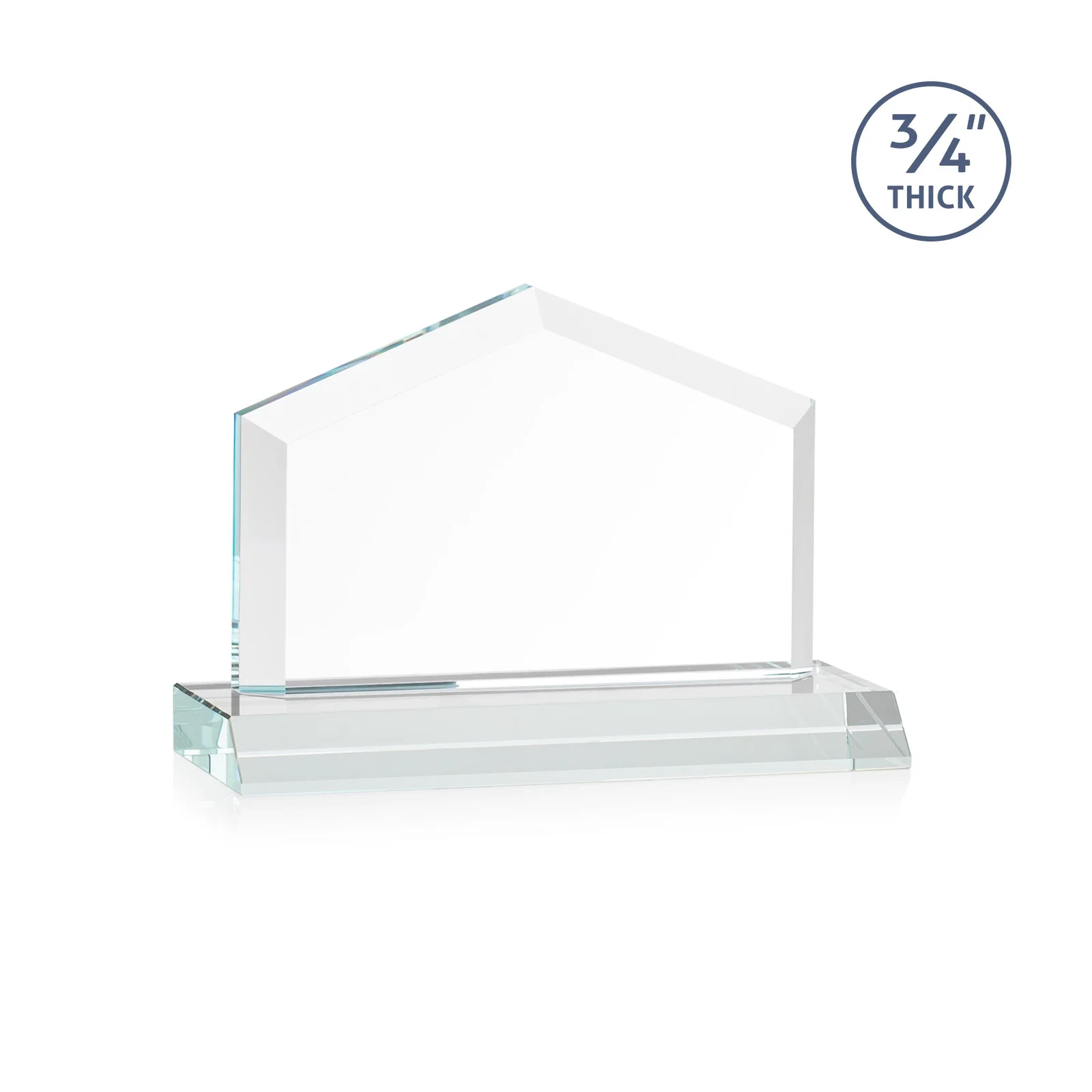 Custom engraved Starfire Crystal Real Estate Award with a Front-Only Bevel for graduation ceremonies
