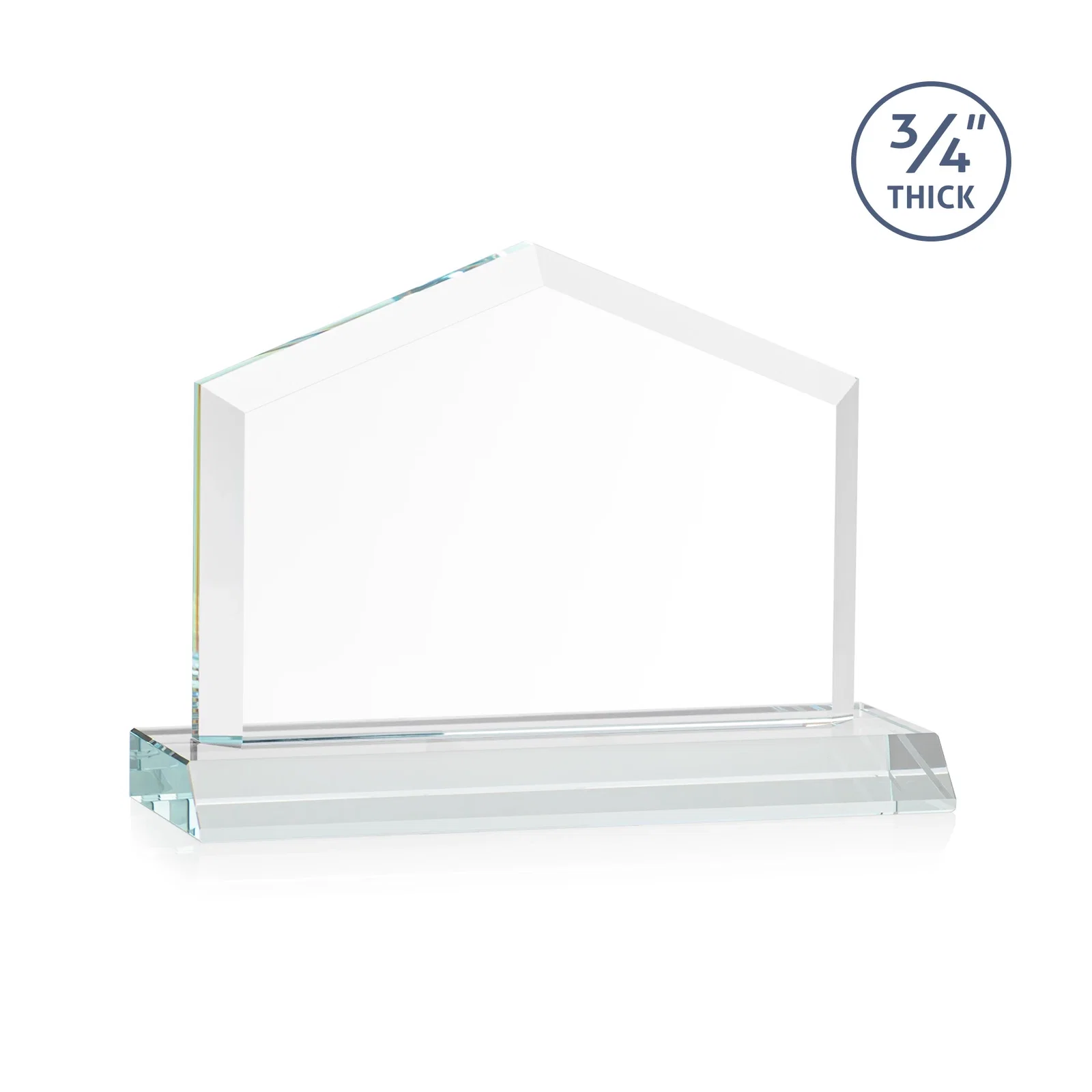 Custom engraved Starfire Crystal Real Estate Award with a Front-Only Bevel for safety achievement programs
