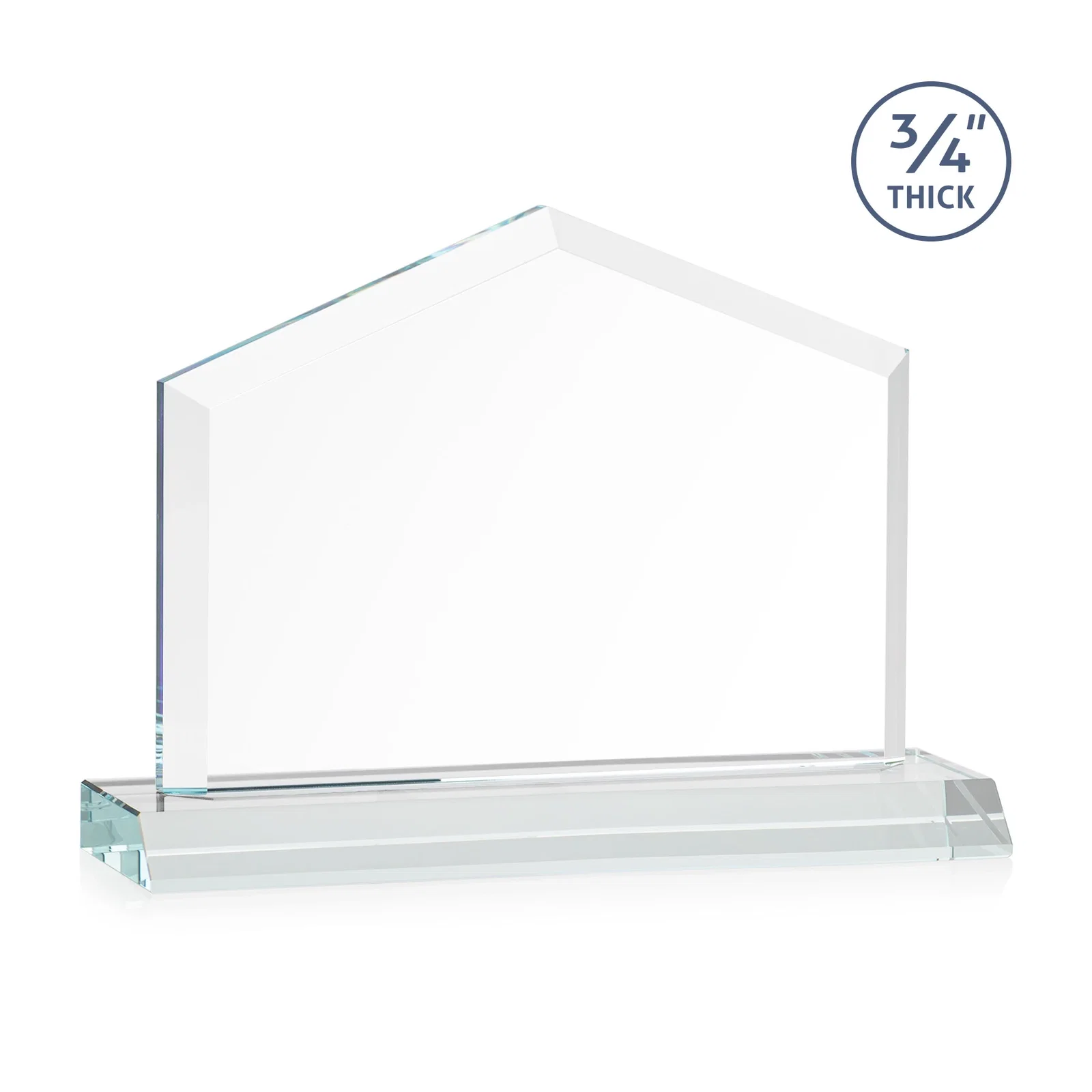 Custom engraved Starfire Crystal Real Estate Award with a Front-Only Bevel for volunteer appreciation