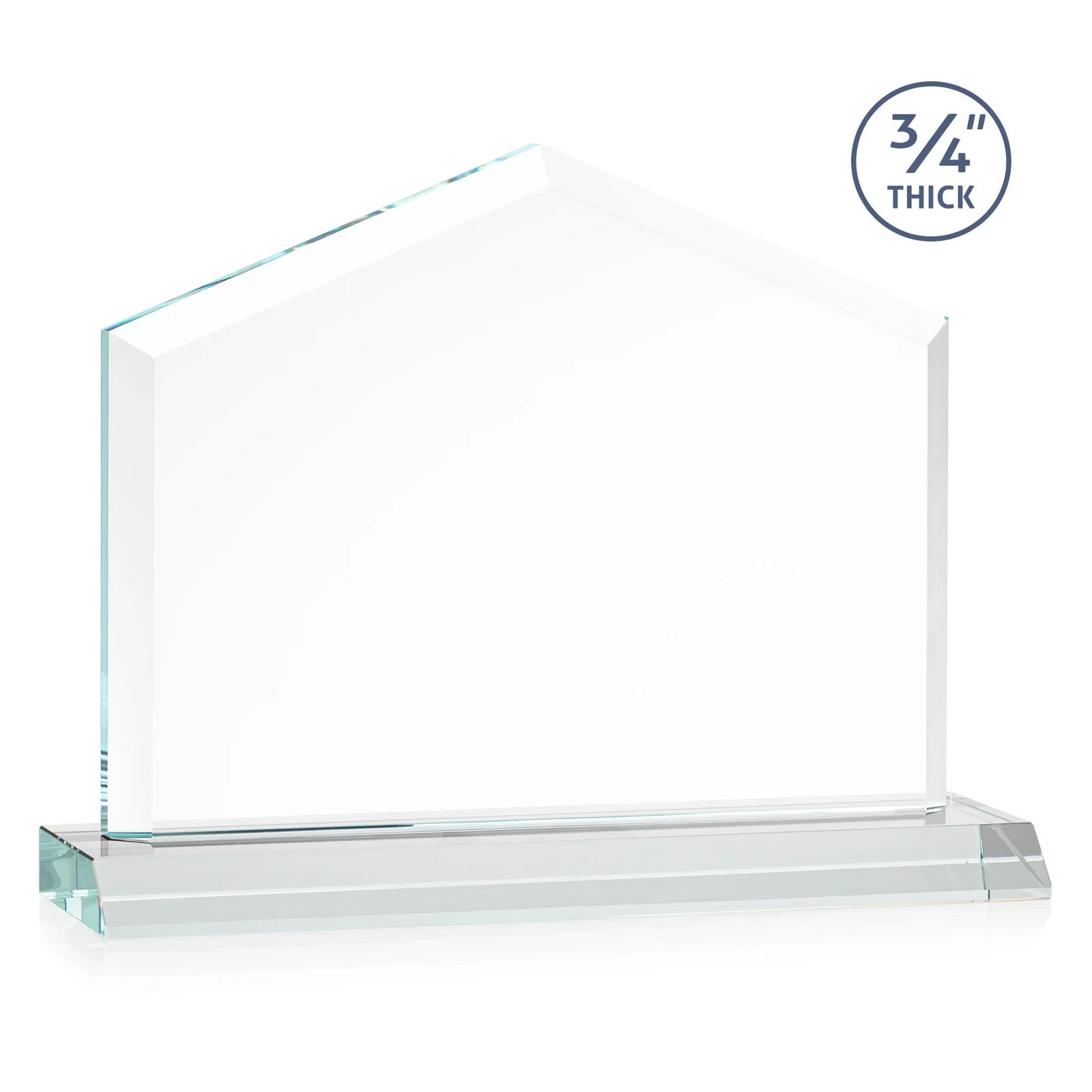 Custom engraved Starfire Crystal Real Estate Award with a Front-Only Bevel for dealer and partner awards