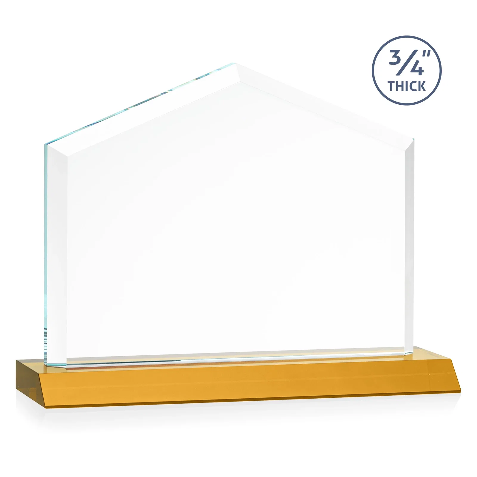 Custom Starfire Crystal Real Estate Award with a Front-Only Bevel, with your logo for service anniversary gifts