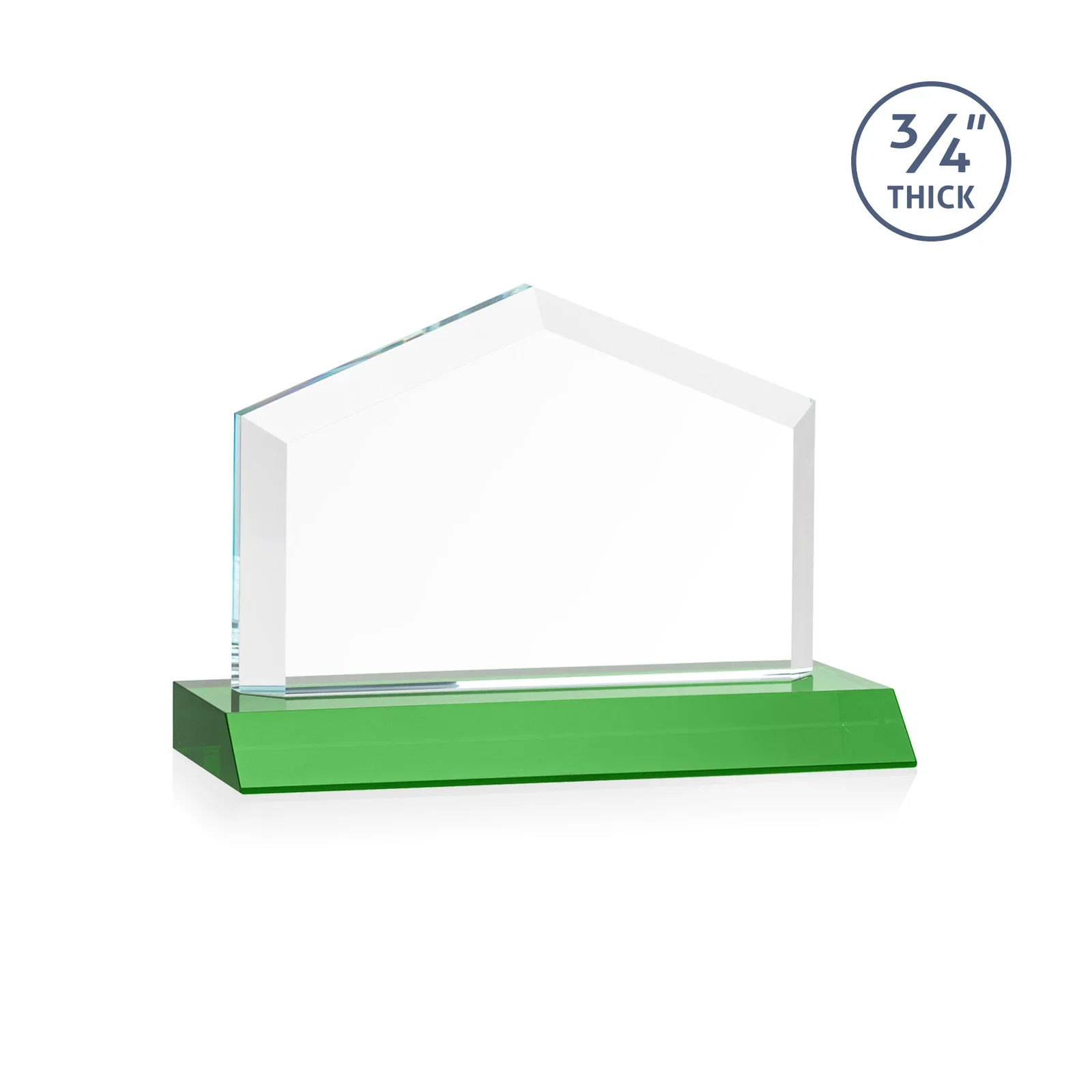 Custom Starfire Crystal Real Estate Award with a Front-Only Bevel, with your logo for sales achievement awards