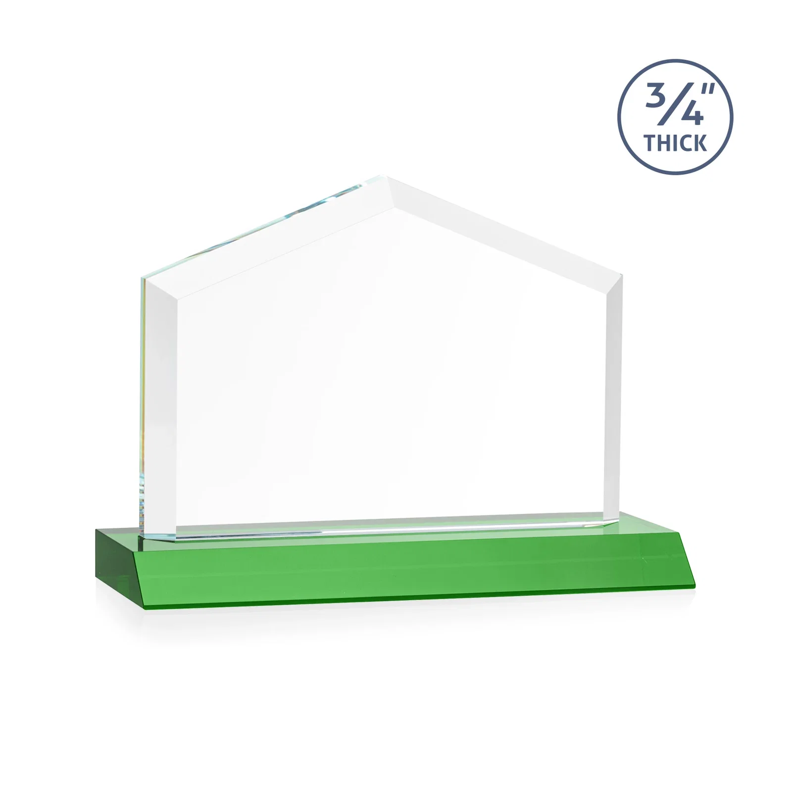Custom Starfire Crystal Real Estate Award with a Front-Only Bevel, with your logo for retirement presentations