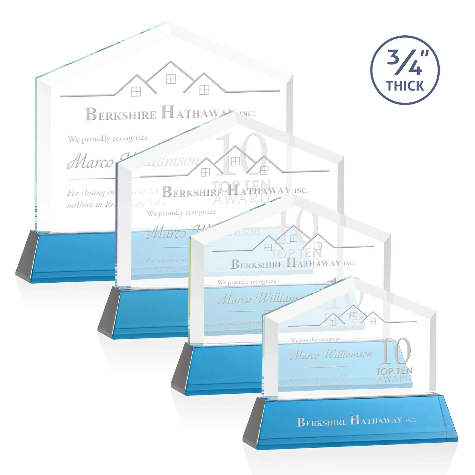Promotional Starfire Crystal Real Estate Award on a Tapered Optical Crystal Base for donor appreciation