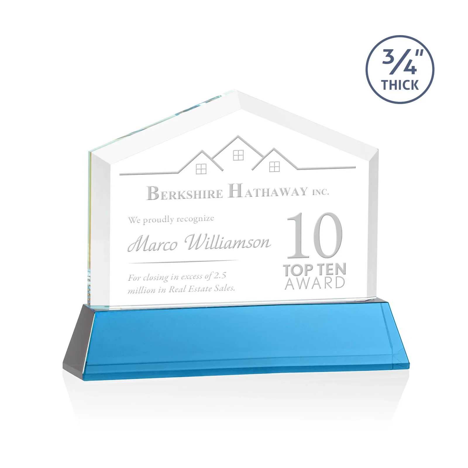 Promotional Starfire Crystal Real Estate Award on a Tapered Optical Crystal Base for safety achievement programs
