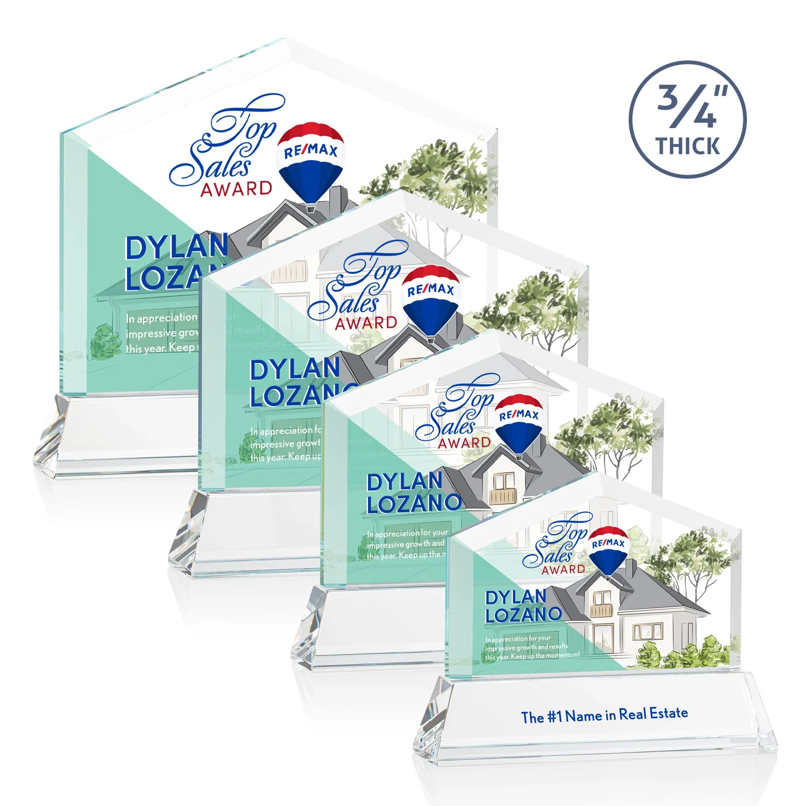 Branded Starfire Crystal Real Estate Award on a Tapered Optical Crystal Base for retirement presentations