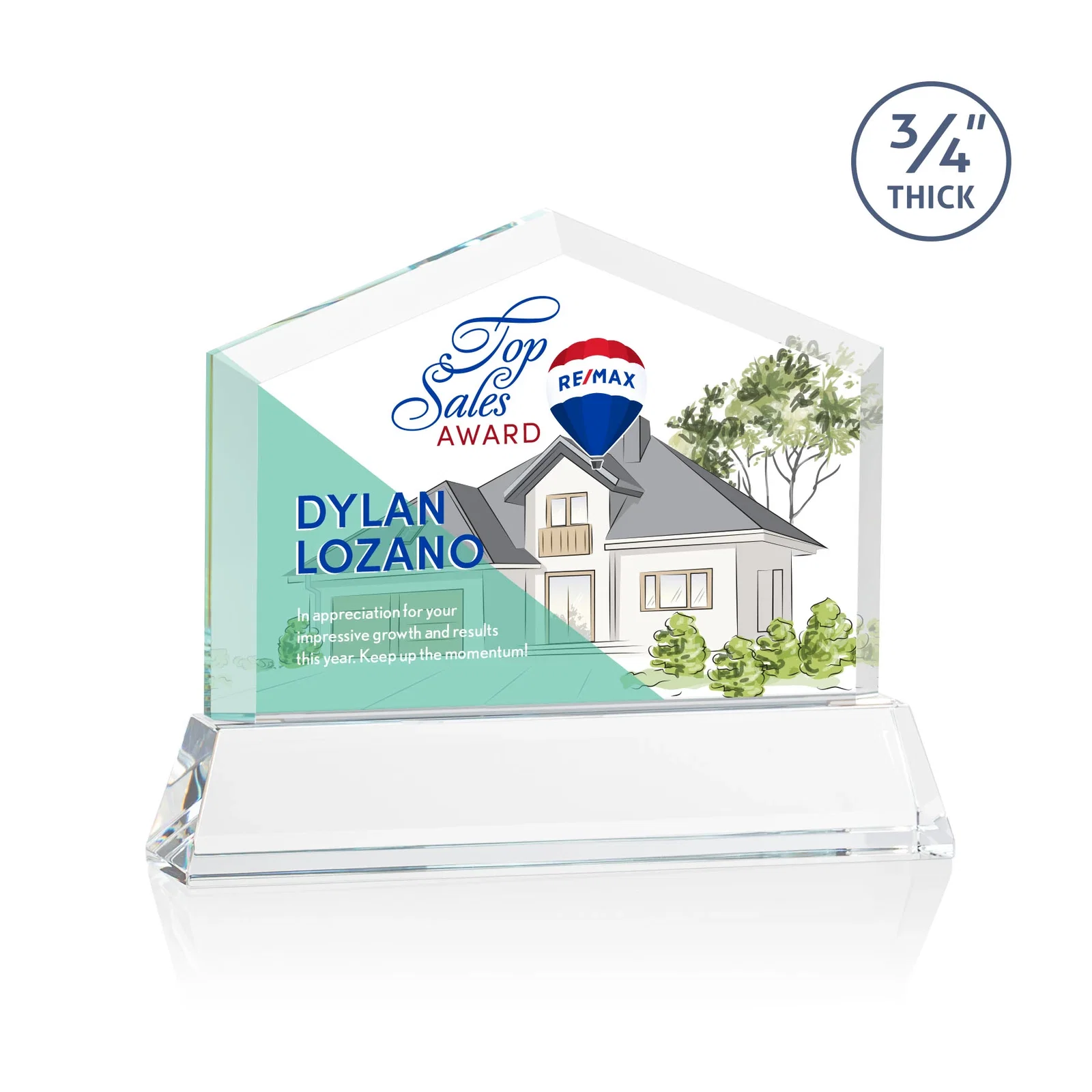 Branded Starfire Crystal Real Estate Award on a Tapered Optical Crystal Base for donor appreciation