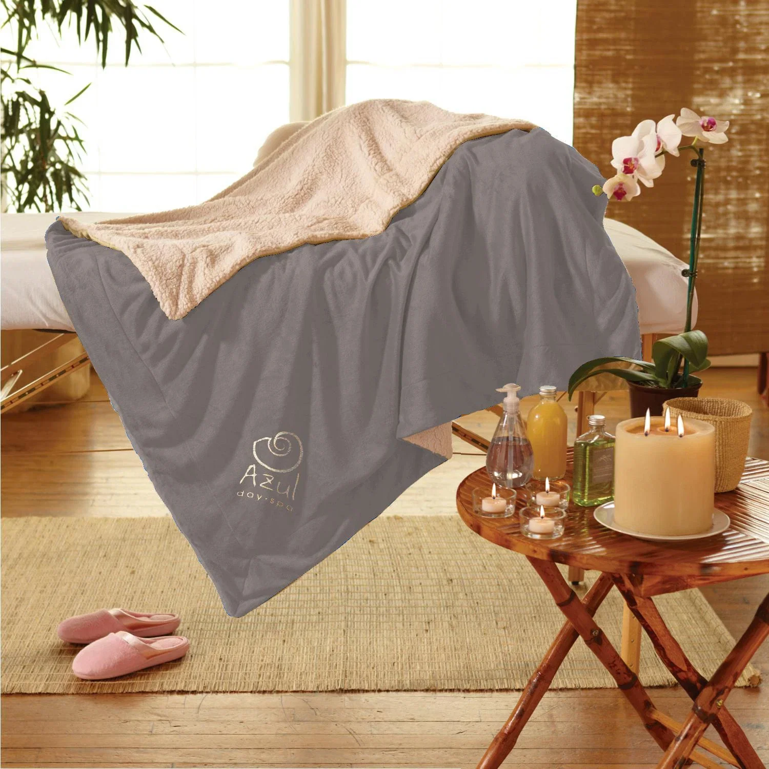 Micro Mink Sherpa Blanket — Gray — view 4