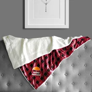 Plaid Micro Mink Sherpa Blanket, 50" x 60" Polyester, Laser Engraved