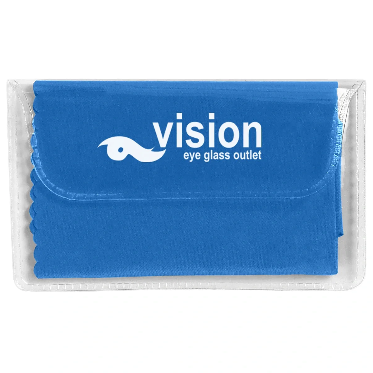 Microfiber cloth tucked inside a clear plastic case