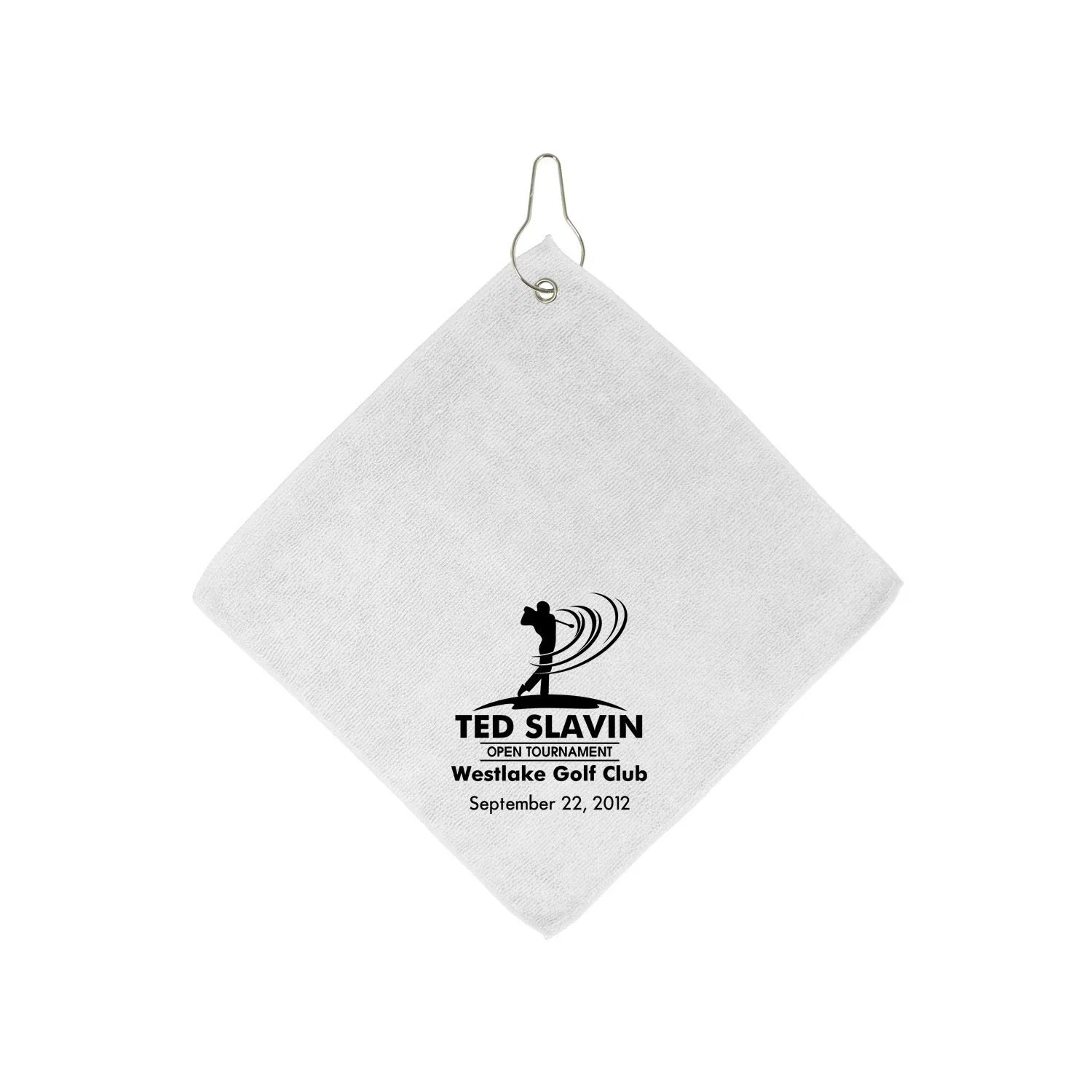 Microfiber Golf Towel W/Hook — White — view 2