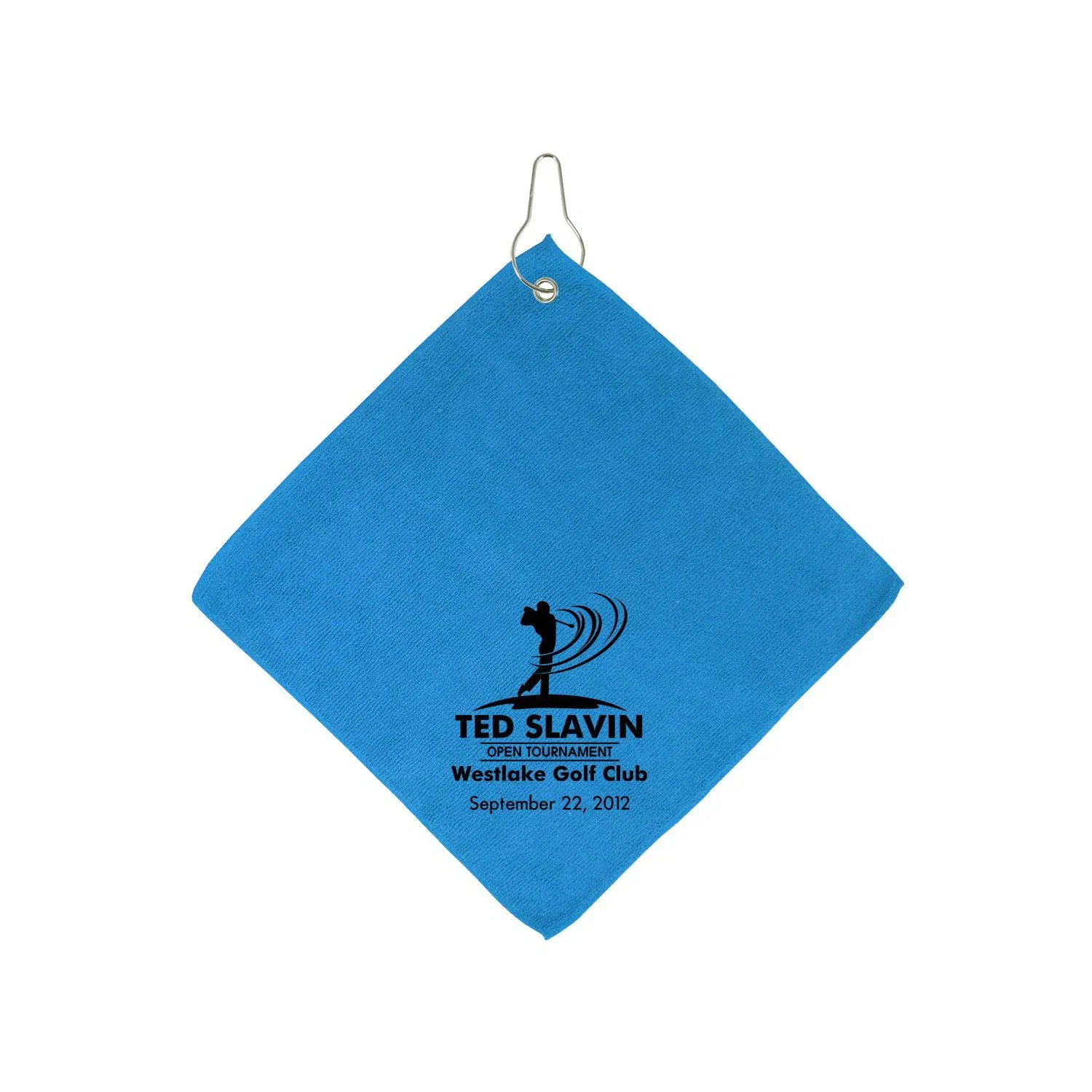 Microfiber Golf Towel W/Hook — Blue — view 3