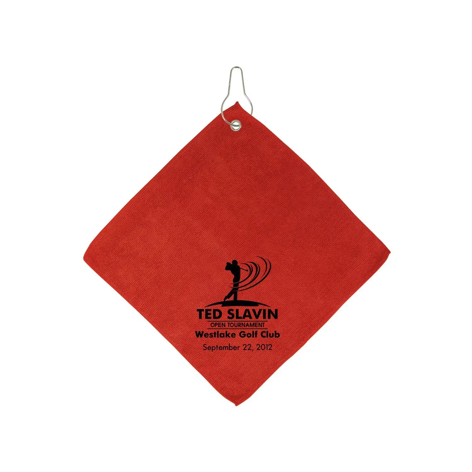 Microfiber Golf Towel W/Hook — Red — view 4