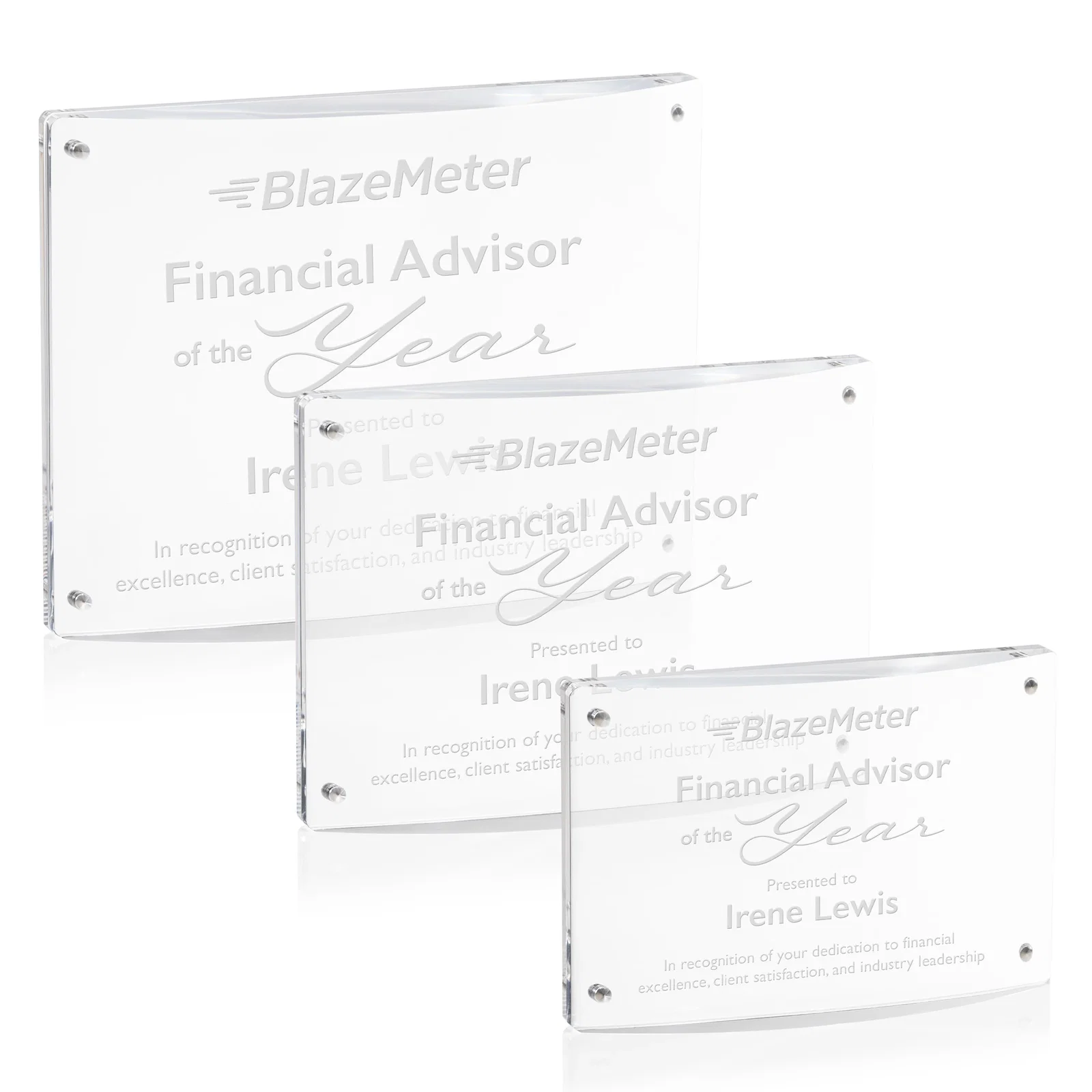 Custom Acrylic Award with Magnetic Double-Pane Closure for retirement presentations