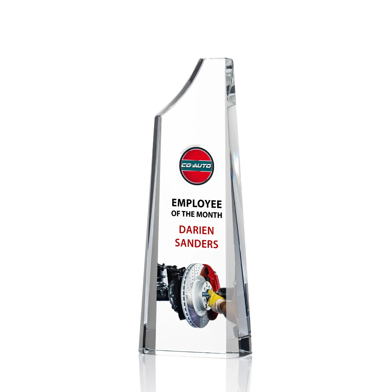Custom Optical Crystal Tower Award, Grooved Top on a Freestanding Base for volunteer appreciation