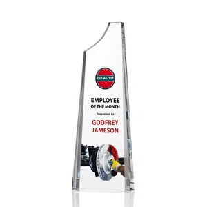 Optical Crystal Tower Award, Grooved Top on a Freestanding Base