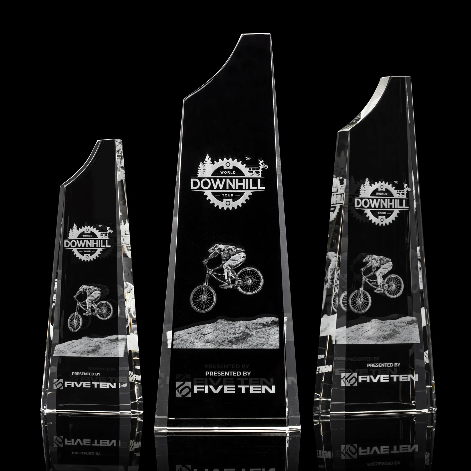 Personalized Optical Crystal Tower Award, Grooved Top on a Freestanding Base for employee recognition