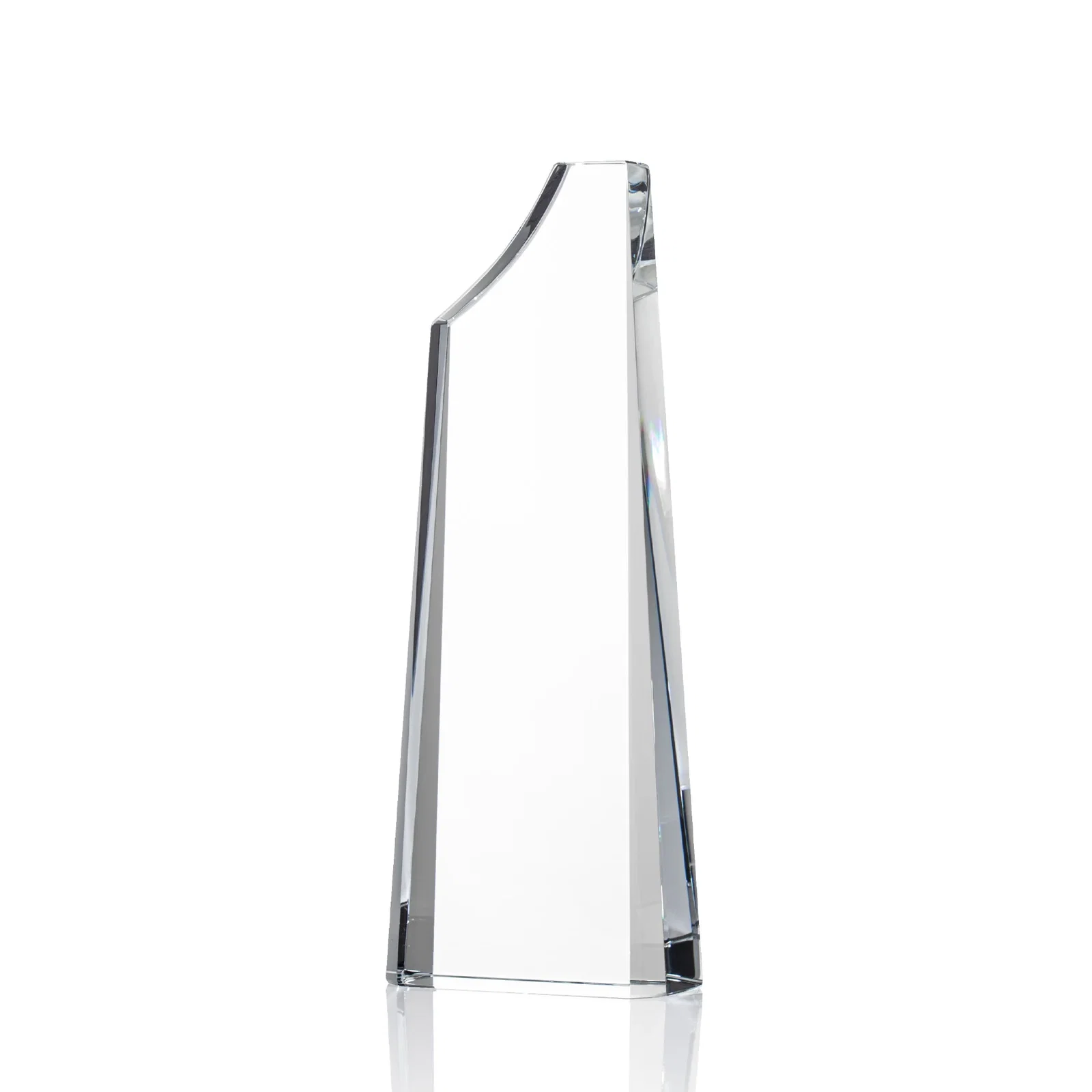 Personalized Optical Crystal Tower Award, Grooved Top on a Freestanding Base for safety achievement programs