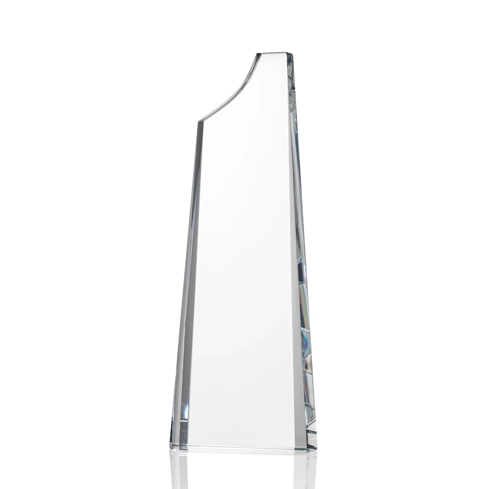 Personalized Optical Crystal Tower Award, Grooved Top on a Freestanding Base for volunteer appreciation