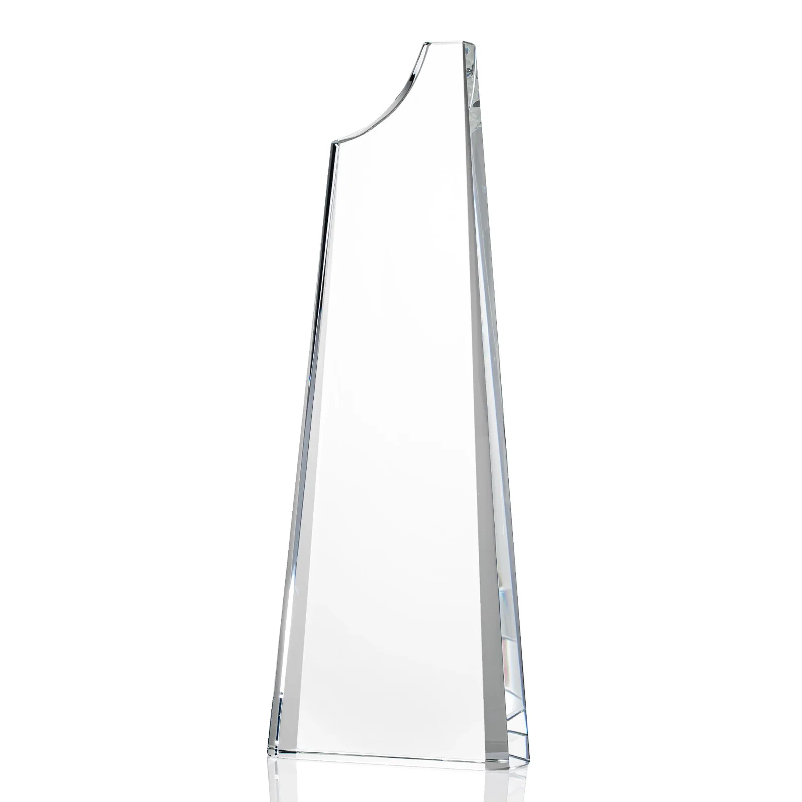 Personalized Optical Crystal Tower Award, Grooved Top on a Freestanding Base for dealer and partner awards