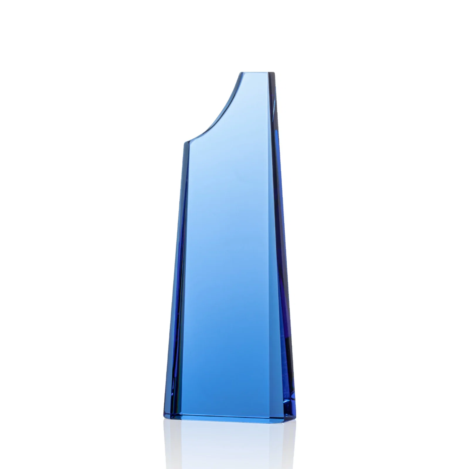 Personalized Optical Crystal Tower Award, Grooved Top on a Freestanding Base for company anniversary events