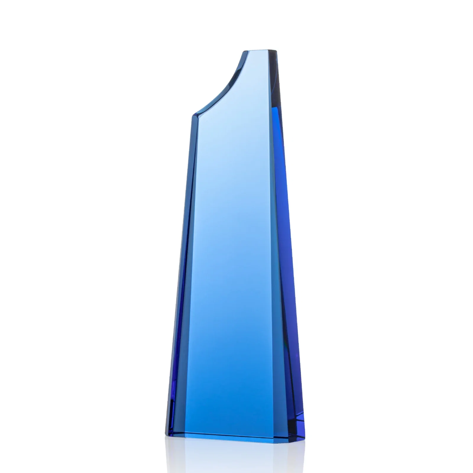 Promotional Optical Crystal Tower Award, Grooved Top on a Freestanding Base for employee recognition