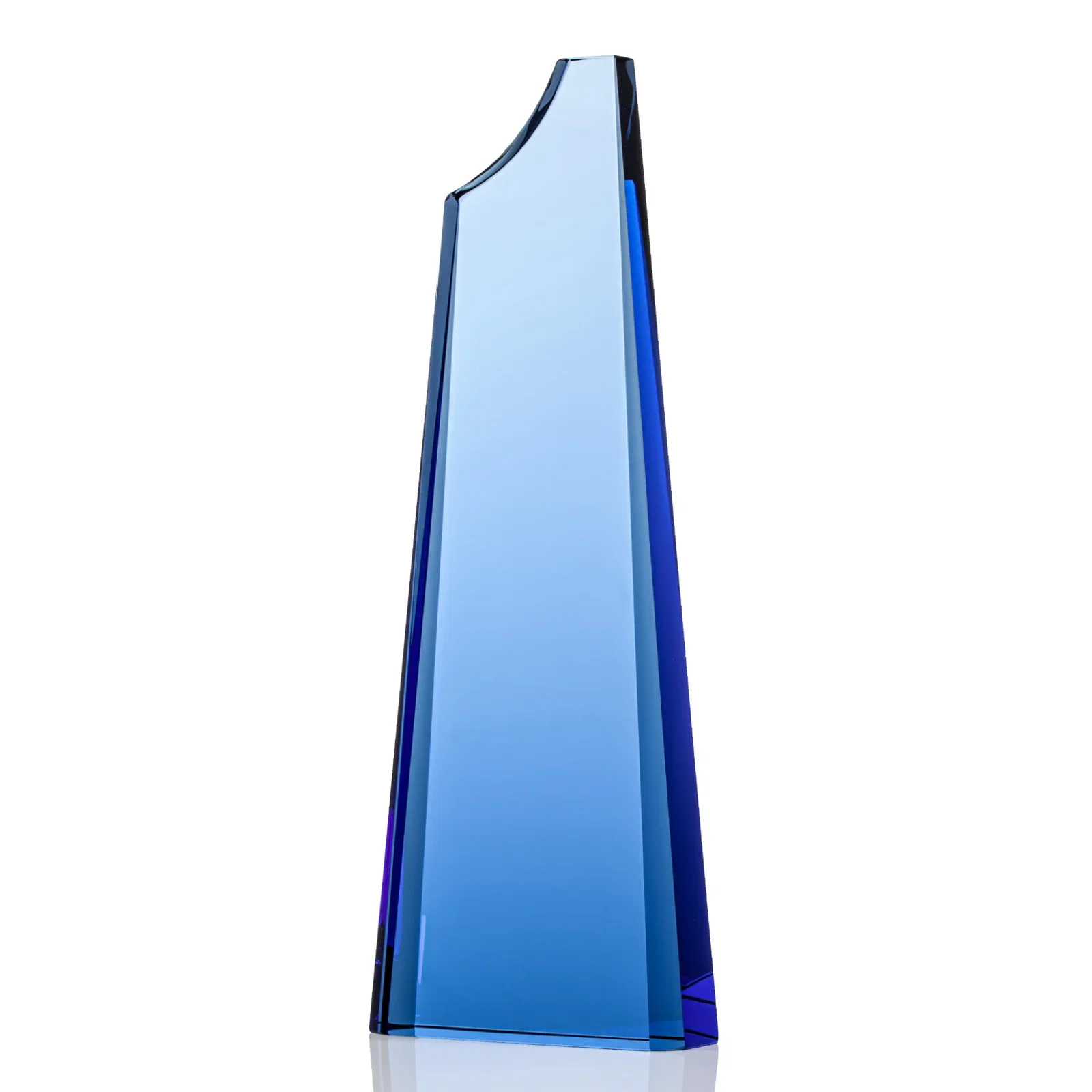 Promotional Optical Crystal Tower Award, Grooved Top on a Freestanding Base for corporate award ceremonies