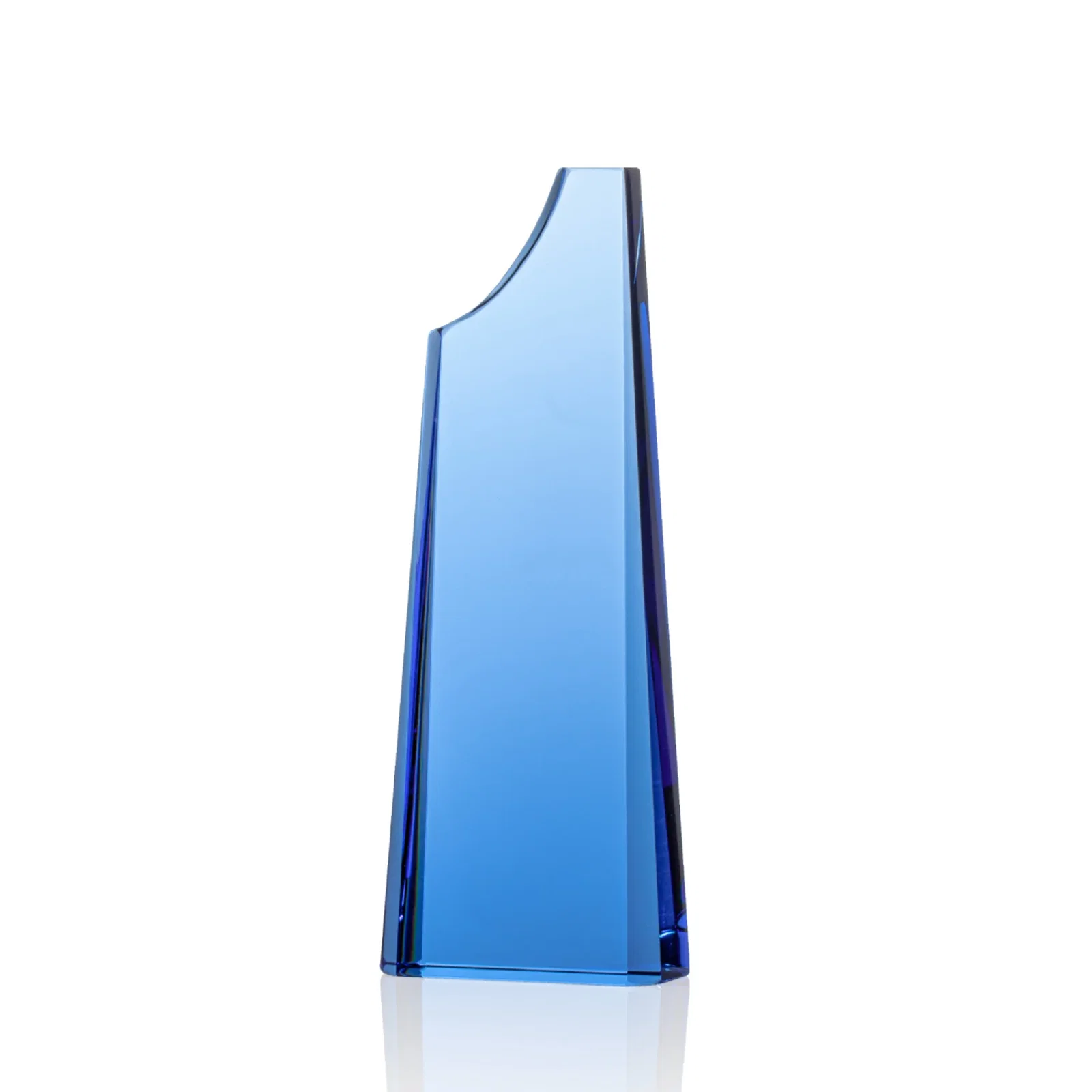 Promotional Optical Crystal Tower Award, Grooved Top on a Freestanding Base for service anniversary gifts