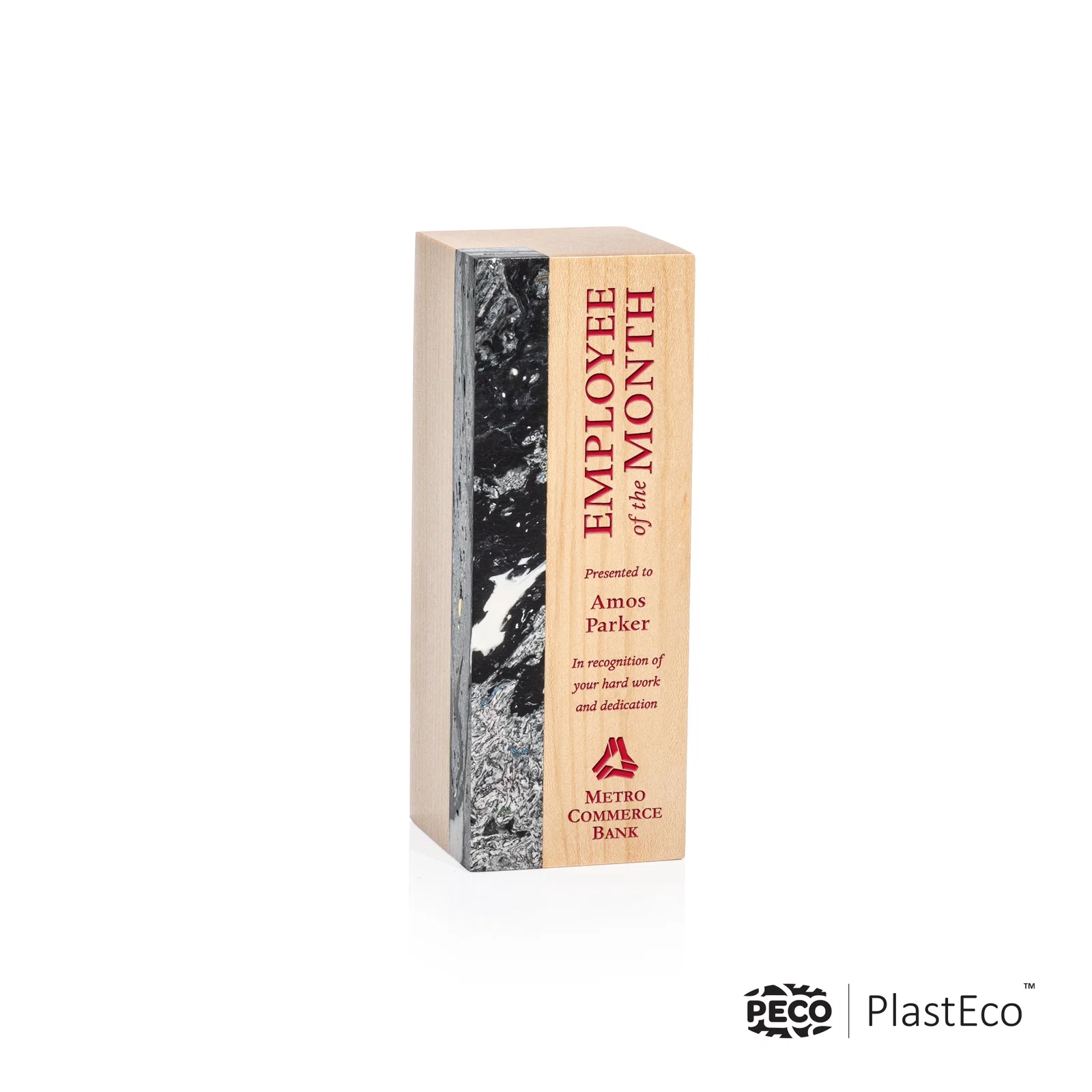 Custom PlastEco Recycled Material Award - Midori, wood awards for volunteer appreciation